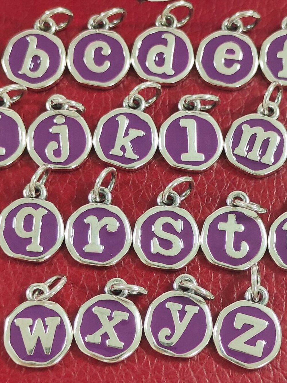 James Avery Light Purple Enamel Initial Disc Charm 925 Silver Pendant with box
